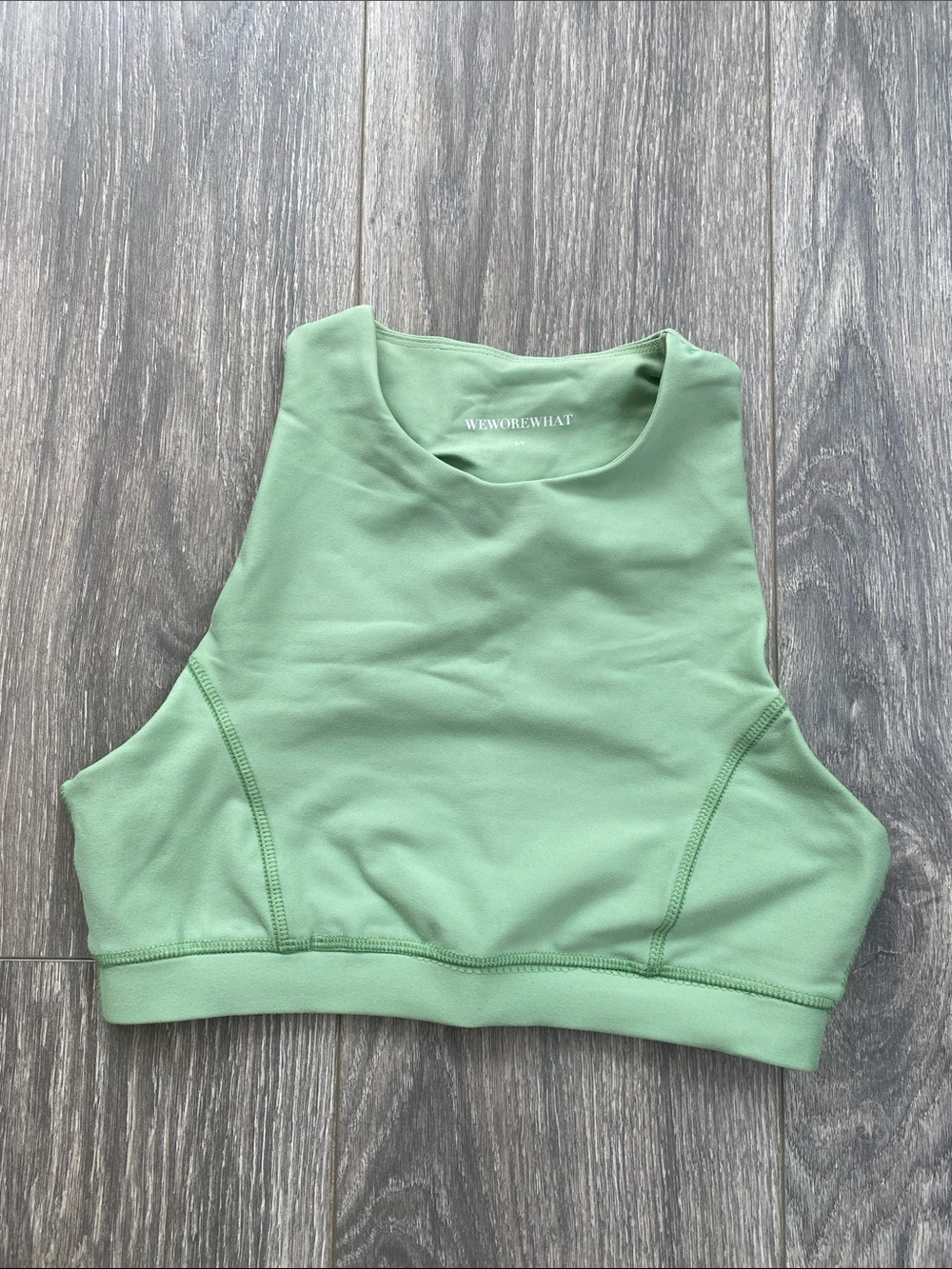 WeWoreWhat - High Neck Racer Back Sports Bra in Light Green - Size S